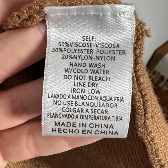 &Merci Cardigan Women M Brown Tan Caramel Pearl Embellished Preppy Quite Luxury - Picture 5 of 8